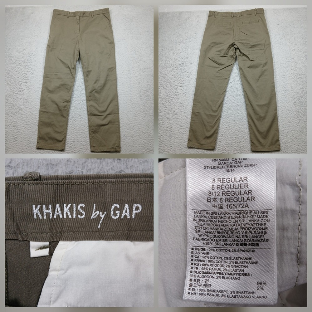 GAP Khakis Chino Pants Women 8 Regular Olive Green‎ Stretch Cotton